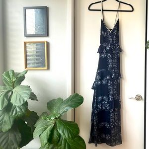 Dark blue floral print dress